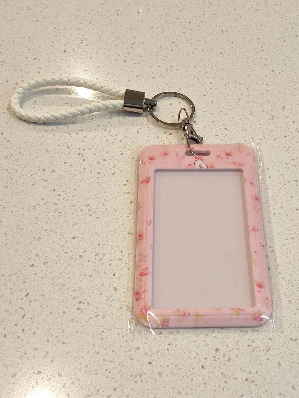 Mikko Illustrations Pink Floral ID Badge Holder Card Holder Keychain Wrist Strap